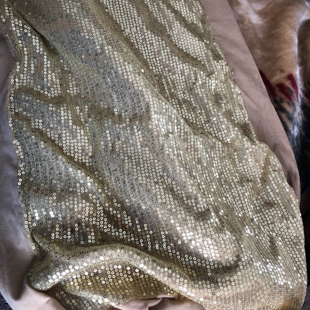 Gold sequences in wrap scarf With Tags on